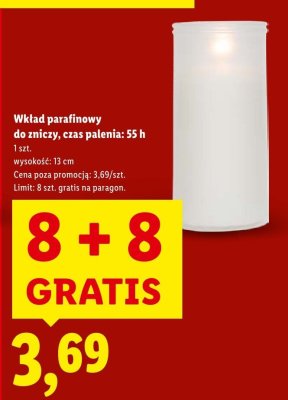 Wkład parafinowy do zniczy 55 h promocja w Lidl