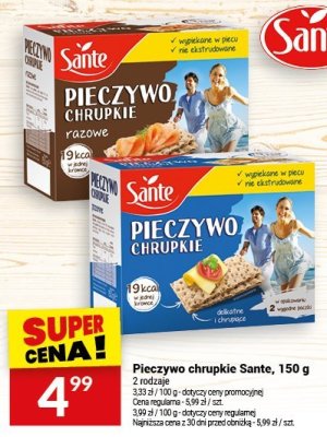 Pieczywo chrupkie Sante, 150 g, 2 rodzaje promocja w Twój Market