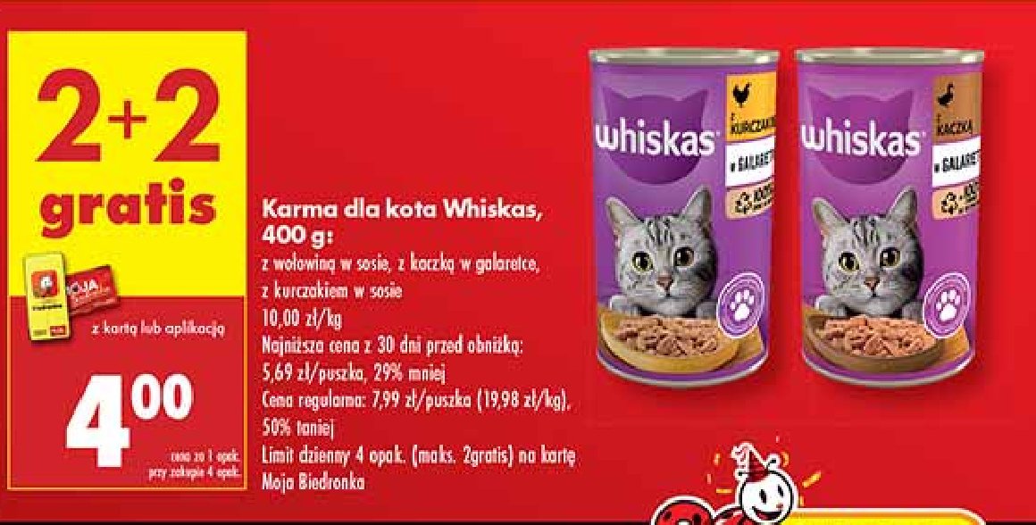 Karma dla kota z kurczakiem w sosie Whiskas promocja w Biedronka