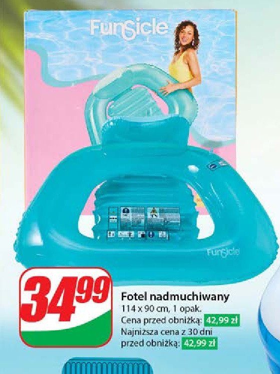 Fotel nadmuchiwany 114 x90 cm Funsicle promocja w Dino