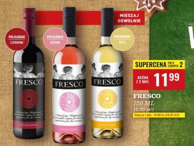 Wino Fresco półsłodkie czerwone promocja w Biedronka
