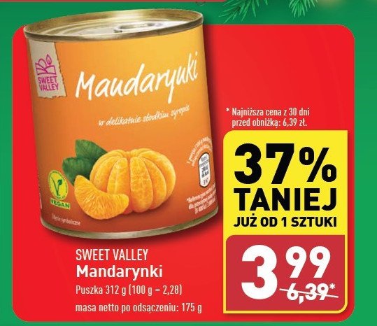 Mandarynki w delikatnym słodkim syropie Sweet valley promocja