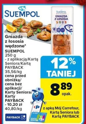 Gniazda z łososia wędzone Suempol promocja w Carrefour Market