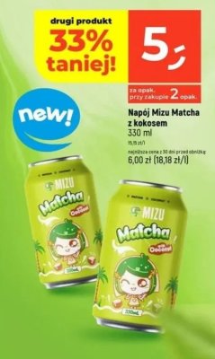 Napój Mizu Matcha z kokosem promocja w Dealz