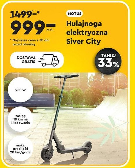 Hulajnoga siver city 250w Motus promocja