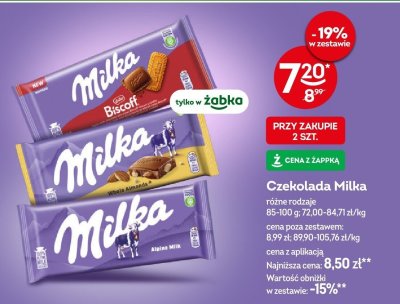 Czekolada Milka Alpine Milk promocja w 呕abka