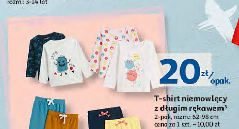 T-shirt niemowlęcy z długim rękawem 62-98 cm Auchan inextenso promocja