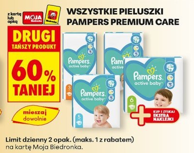 Pieluchy Pampers Premium Care różne rodzaje drugi -60% taniej promocja w Biedronka