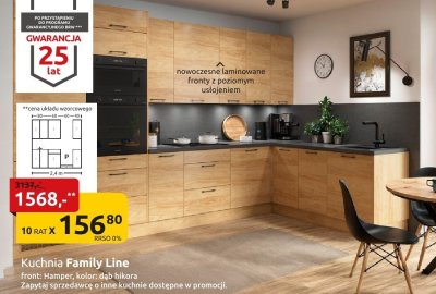 Kuchnia Family Line front Hamper kolor dąb hikora promocja w Black Red White