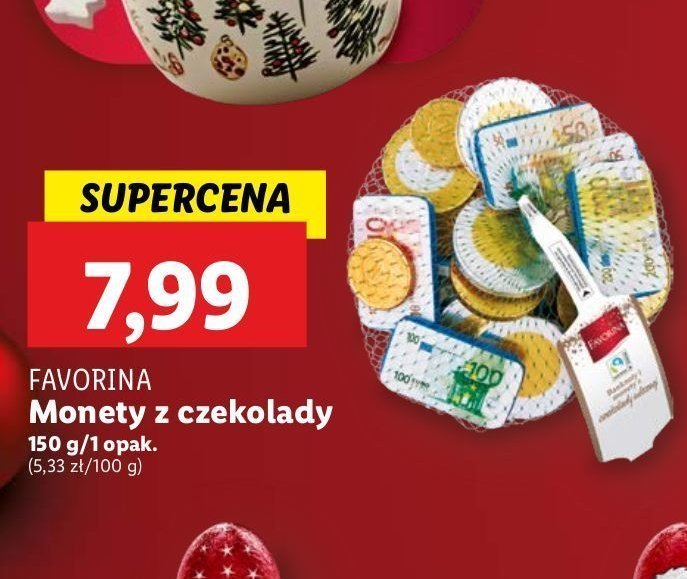 Monety z czekolady Favorina promocja