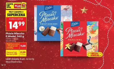 Praliny Ptasie Mleczko E.Wedel 340g śmietankowe, waniliowe promocja w Biedronka