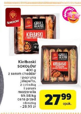 Kiełbaski z cebulką i serem mozzarella Sokołów promocja