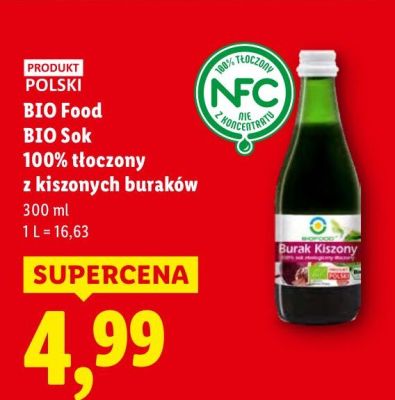 Sok 100% tłoczony z kiszonych buraków  promocja w Lidl