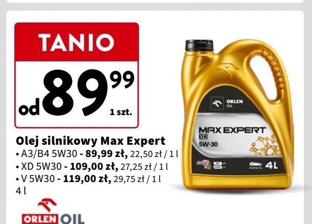 Olej silnikowy max expert 5w-30 a3 Orlen oil promocja w Intermarche