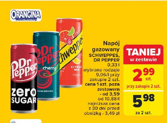 Napój cherry Dr pepper promocja w Carrefour Market