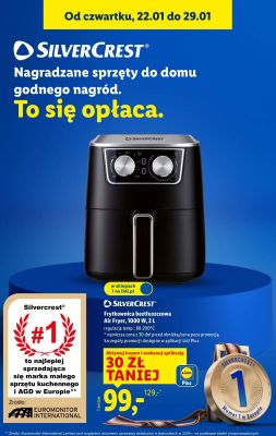 Frytkownica beztłuszczowa Silvercrest Air Fryer 1000 W, 2 L promocja w Lidl