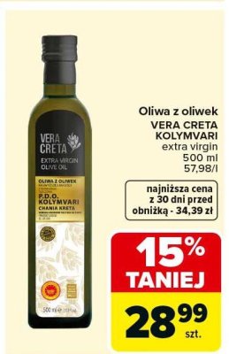 Oliwa z oliwek VERA CRETA KOLYMVARI extra virgin promocja w Carrefour