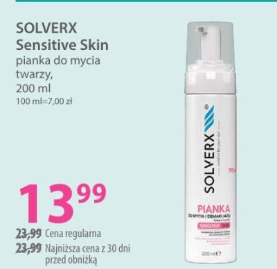 Pianka do mycia twarzy SOLVERX Sensitive Skin promocja w Hebe