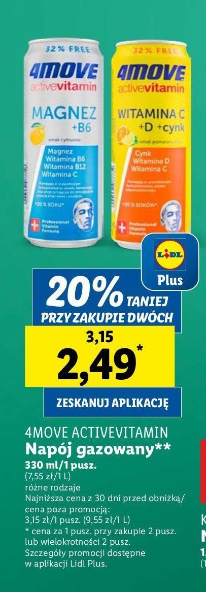 Napój magnez + witaminy 4move promocja