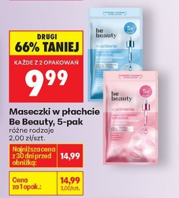 Maseczki w płachcie, różne rodzaje, 5-pak promocja w Biedronka