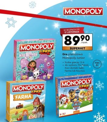 Gra planszowa Monopoly Junior, różne rodzaje promocja w Biedronka