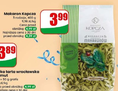 Makaron Kopcza 3 rodzaje promocja w Dino