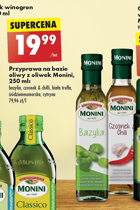 Oliwa z oliwek czosnek & chilli Monini promocja w Biedronka