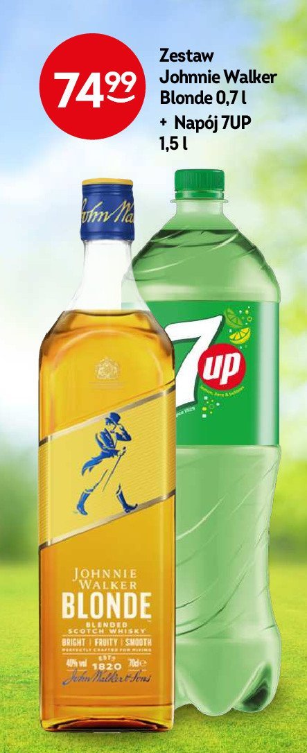 Whisky + napój Johnnie walker blonde + 7up promocja