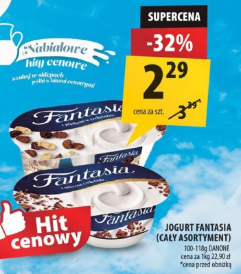 Jogurt Fantasia Danone (cały asortyment) 100-118g promocja w Arhelan