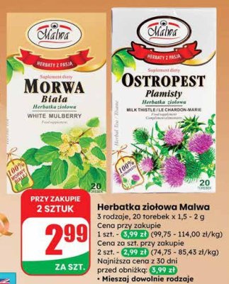 Herbatka ziołowa Malwa 3 rodzaje promocja w Dino