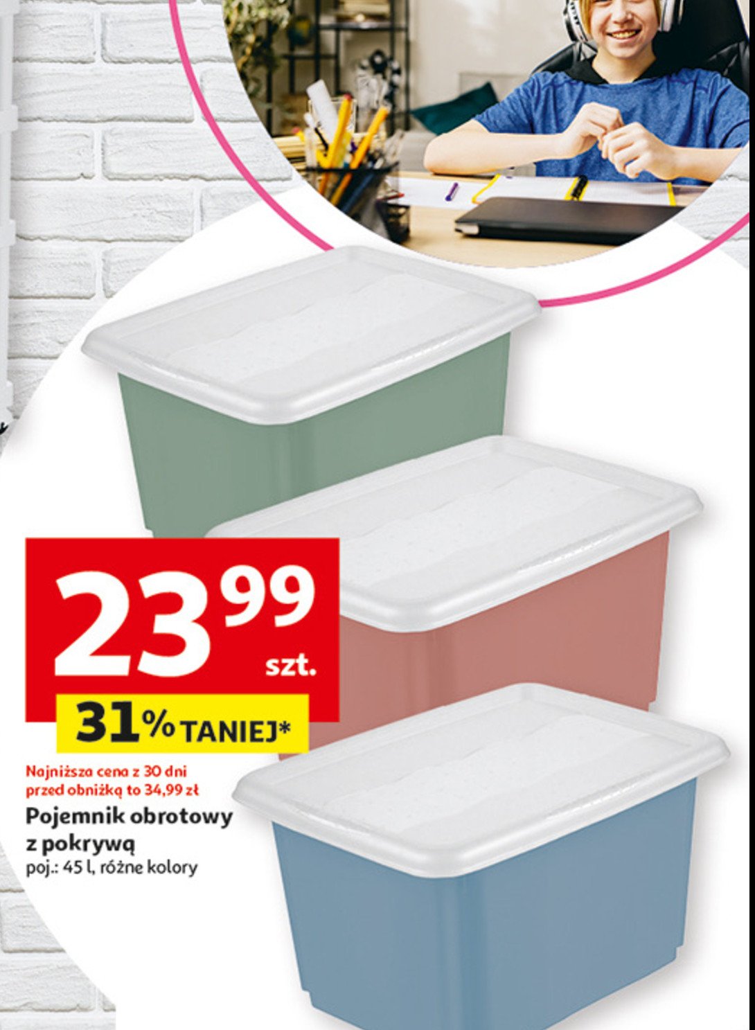 Pojemnik obrotowy z pokrywką 45 l promocja