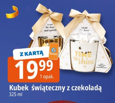 Kubek świąteczny z czekoladą promocja w Leclerc