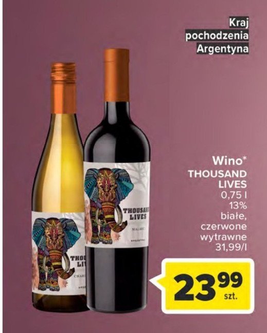 Wino THOUSAND LIVES CABERNET SAUVIGNON promocja