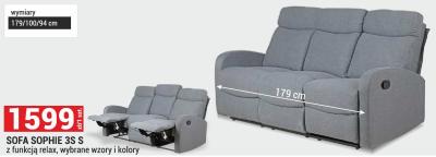 Sofa SOPHIE 3S S z funkcją relax, wybrane wzory i kolory promocja w Merkury Market