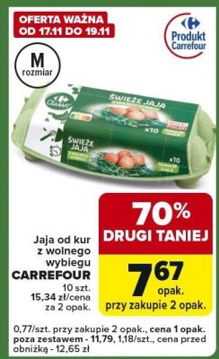 Jaja od kur z wolnego wybiegu CARREFOUR promocja w Carrefour Express