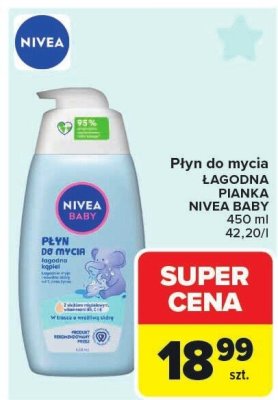 Płyn do mycia ŁAGODNA PIANKA NIVEA BABY 450ml promocja w Carrefour Market