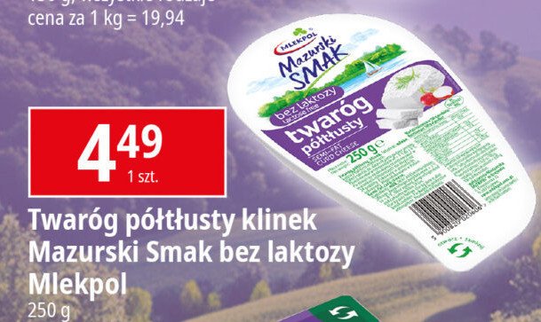 Twaróg półtłusty bez laktozy Mlekpol mazurski smak promocja