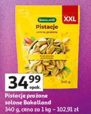 Pistacje prażone solone Bakalland XXL 340 g promocja w Auchan