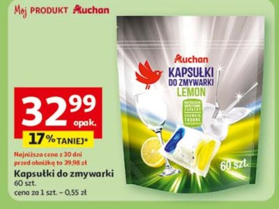 Kapsu艂ki do zmywarki lemon Auchan r贸偶norodne (logo czerwone) promocja