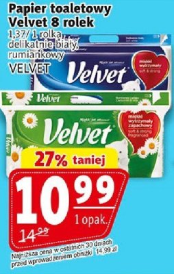 Papier toaletowy Velvet 8 rolek promocja w Prim Market