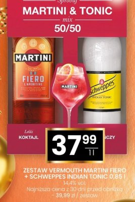 Zestaw VERMOUTH MARTINI FIERO + SCHWEPPES INDIAN TONIC 0,85 l promocja w Twój Market
