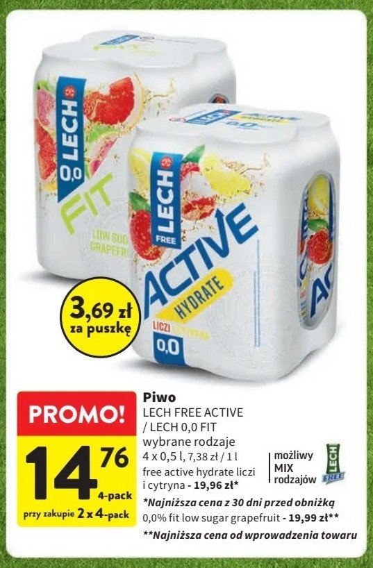 Piwo Lech free active hydrate liczi i cytryna promocja w Intermarche