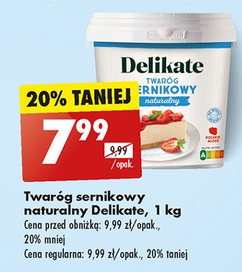 Twaróg sernikowy naturalny Delikate promocja w Biedronka