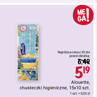 Chusteczki higieniczne 4 warstwy Alouette promocja