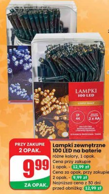 Lampki zewnętrzne 100 LED na baterie  promocja w Dino