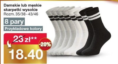 Skarpetki damskie lub męskie wysokie promocja w Woolworth