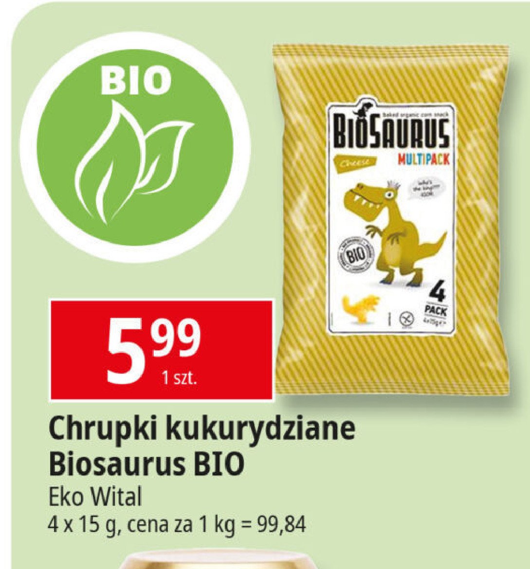 Chrupki kukurydziane multipack Biosaurus promocja