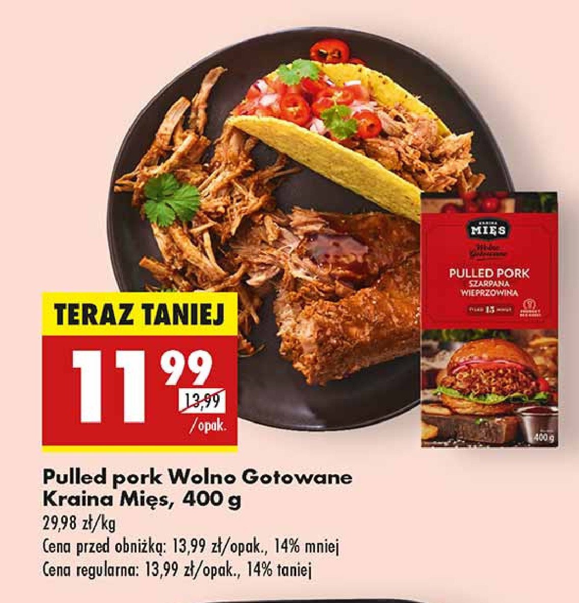 Pulled pork wolno gotowane Kraina mięs promocja w Biedronka