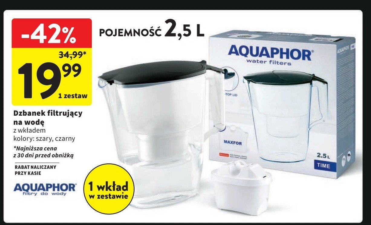 Dzbanek filtrujący time ice age 2.5l Aquaphor promocja w Intermarche