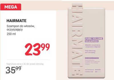 Szampon do włosów oczyszczający Pure Volume Shampoo promocja w Rossmann
